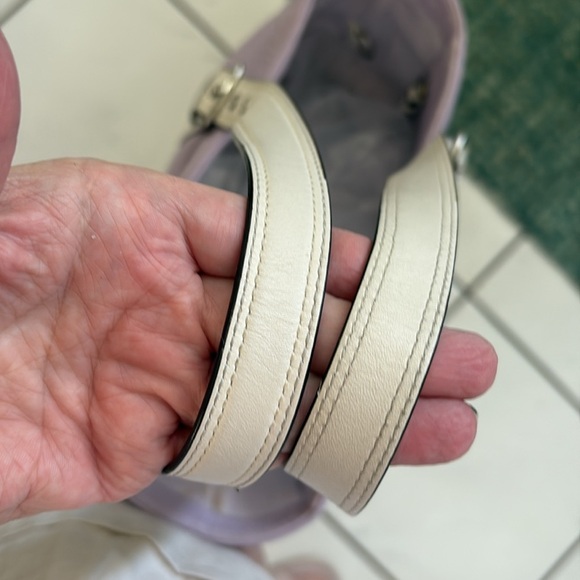 Coach Hampton tote bag F10692 shoulder bag pebbled leather Violet/white VEUC - Picture 7 of 16